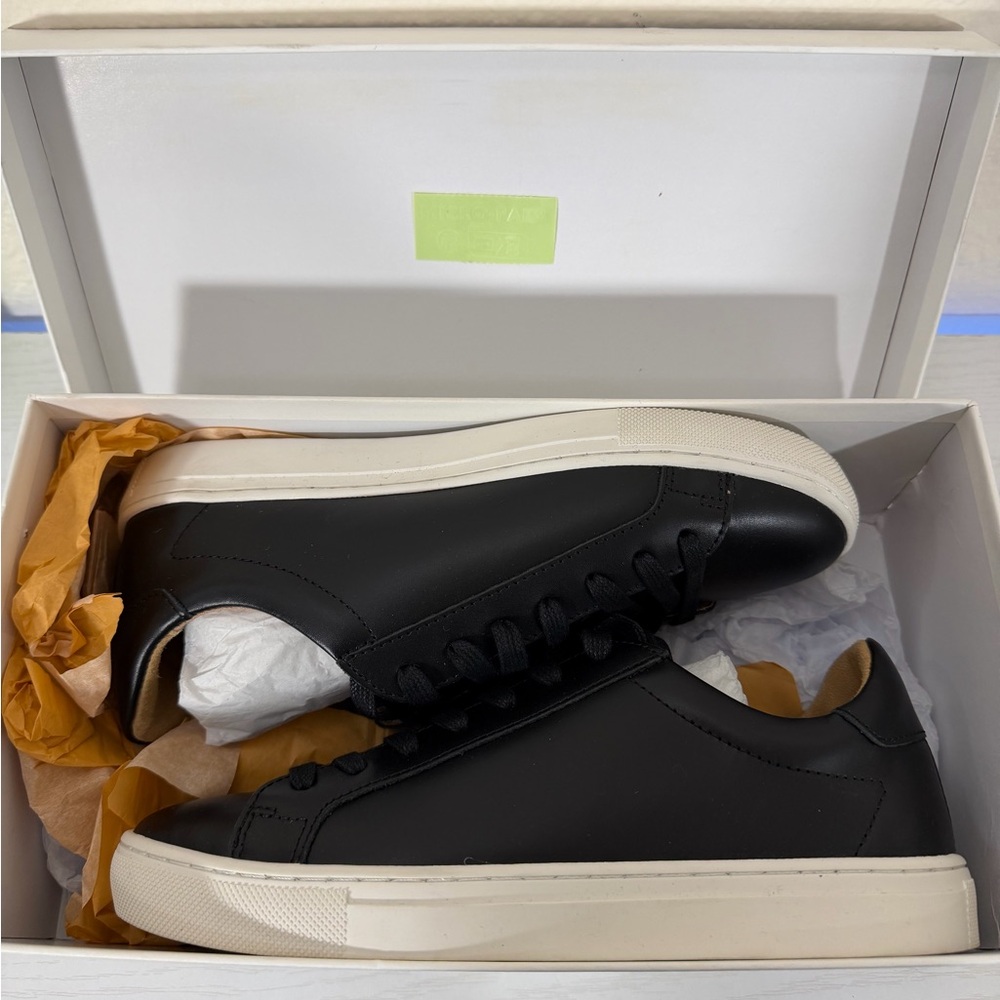 Quince Everyday Sneaker, Black Full-grain Leather White Sole Italian Shoes NWT - Picture 9 of 11
